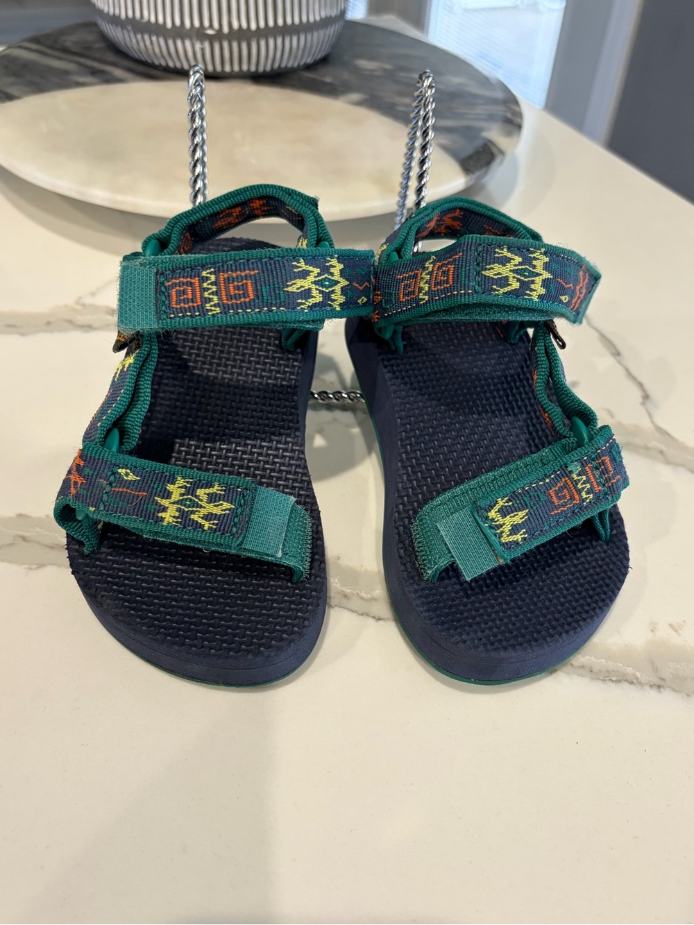 Teva Kids Green & Navy Textile Strap Sandals
